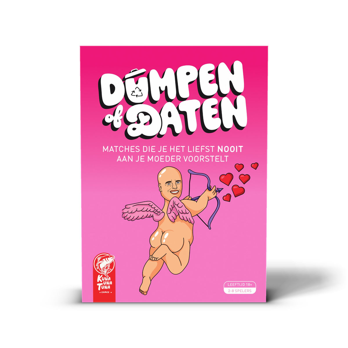 Dumpen of Daten partyspel – voorkant van de doos